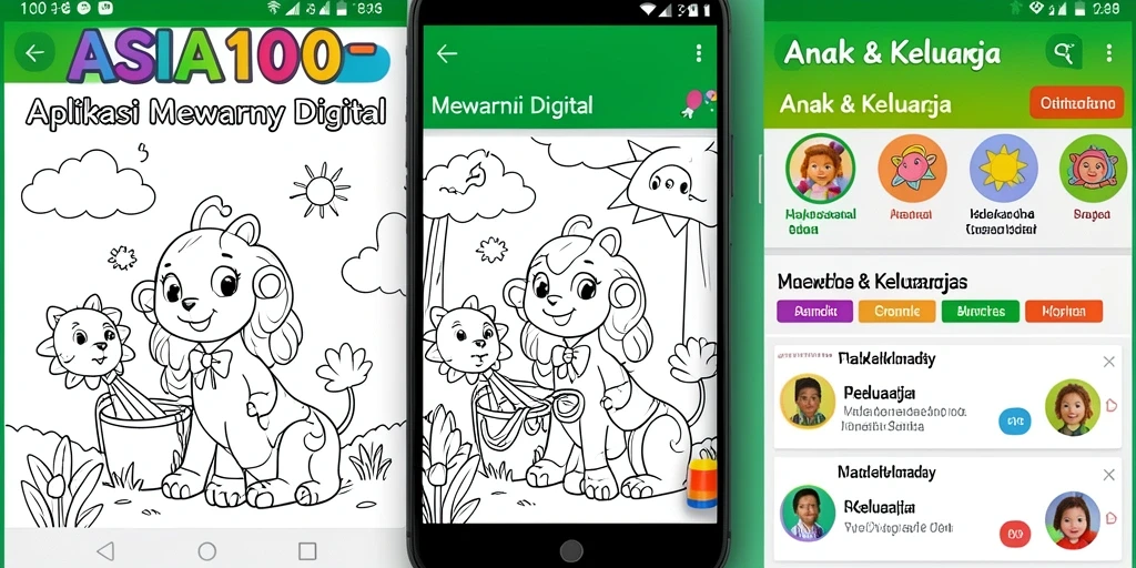 Antarmuka pengguna ASIA100 saat anak-anak mewarnai.