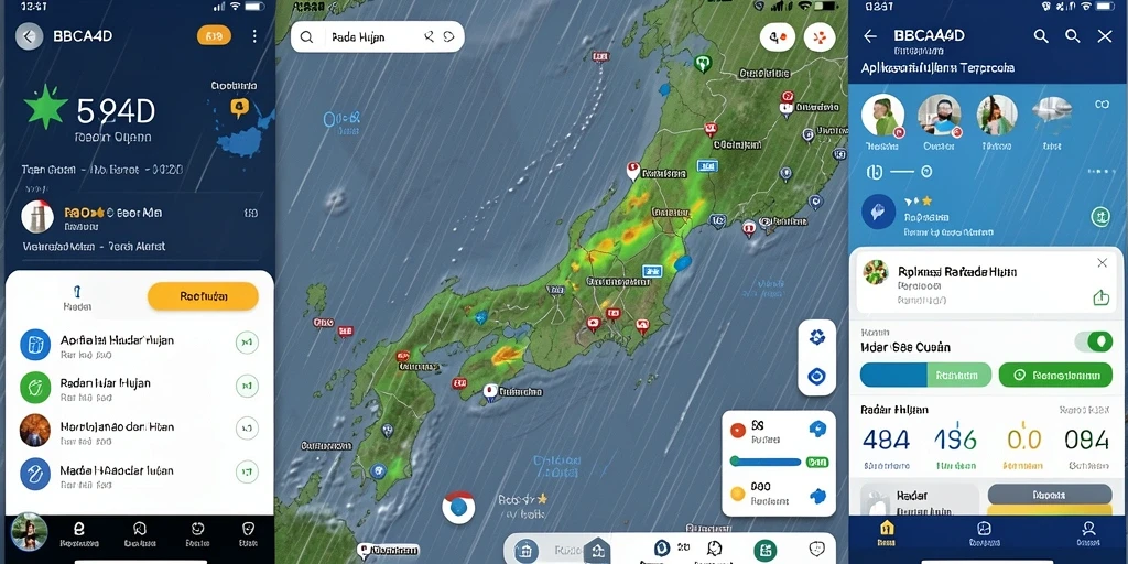 Tampilan intuitif aplikasi BBCA4D dengan informasi radar hujan.