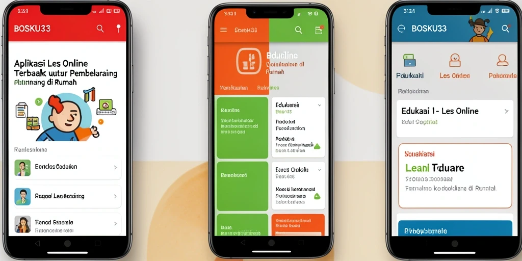 Screenshot antarmuka aplikasi BOSKU33 yang menunjukkan fitur Les Online.