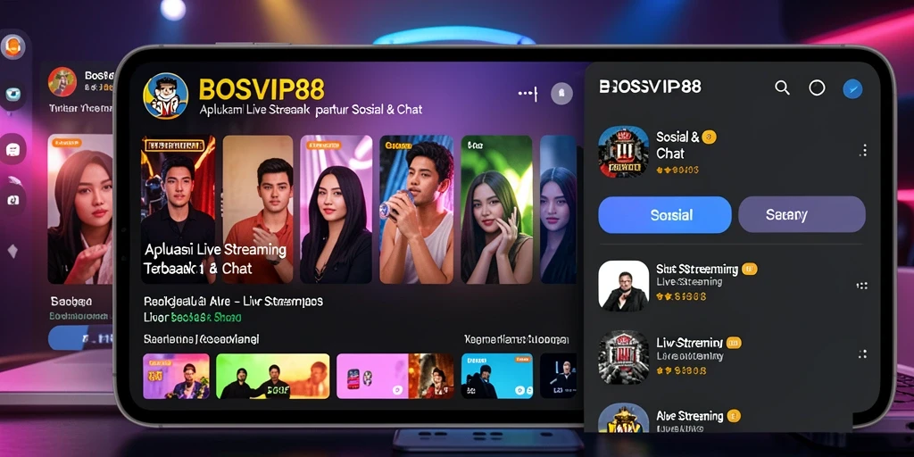 Tampilan antarmuka BOSVIP88 saat melakukan live streaming yang interaktif.