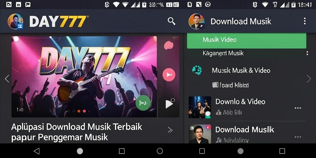 Tampilan antarmuka aplikasi Download Musik dengan fungsi lengkap.