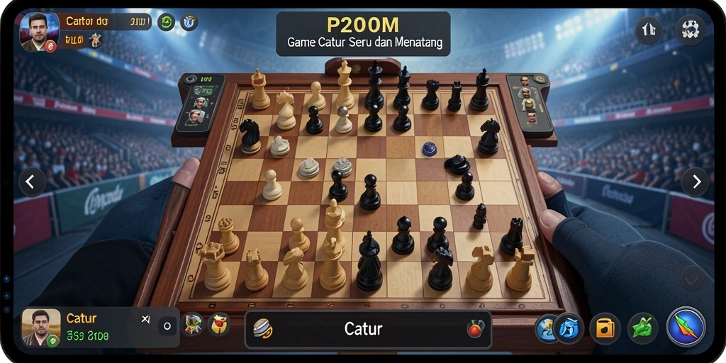 Tampilan antarmuka P200M yang menarik dan intuitif untuk bermain catur.