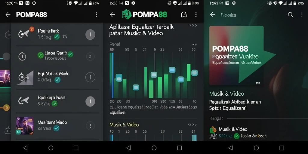 Antarmuka POMPA88 yang intuitif dengan fitur equalizer lengkap.