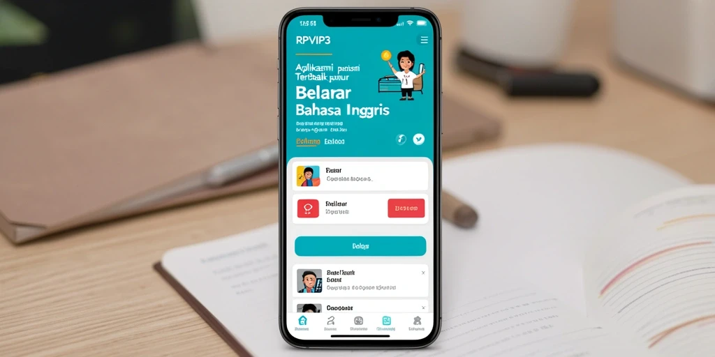 Antarmuka RPVIP3 yang bersih dan user-friendly untuk belajar Bahasa Inggris.